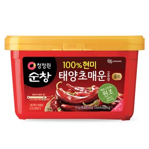 청정원순창 100% 현미 골드 태양초 매운 고추장, 3kg, 1개