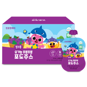 천호엔케어 핑크퐁 유기농 초롱초롱 포도주스 70mL 20팩, 포도, 1400ml, 1개