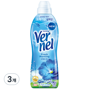 버넬 섬유유연제 프레쉬 모닝 본품, 3개, 900ml