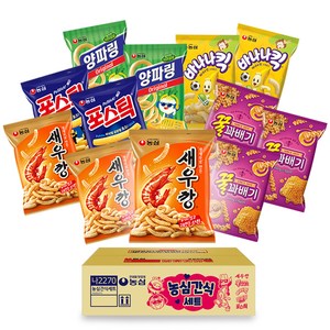 농심 간식 과자세트, 새우깡 90g x 3p + 꿀꽈배기 90g x 3p + 양파링 84g x 2p + 포스틱 84g x 2p + 바나나킥 75g x 2p, 1세트