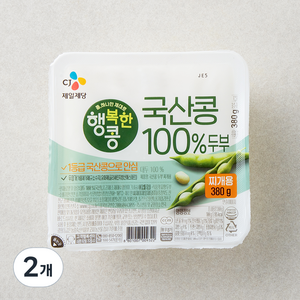 행복한콩 국산콩 두부 찌개용, 380g, 2개