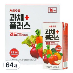 서울우유 과채플러스 레드, 190ml, 64개