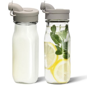 미르 헥사 온오프 사각 보틀 유리병 그레이, 300ml, 2개