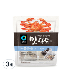 청정원 맛선생해물국물내기티백, 72g, 3개