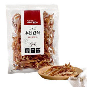 야아부르니 강아지 수제간식 대용량팩, 돼지귀슬라이스, 400g, 1개