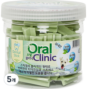 오랄클리닉 강아지 덴탈껌, 청사과, 300g, 5개