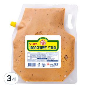 오뚜기 1000 아일랜드 드레싱, 3개, 2kg