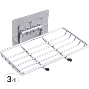 생활공식 스테인리스 무타공 비누받침대, 실버, 3개