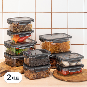 코멧 국내생산 BPA FREE 밀폐용기 10조 세트, 2세트, 400ml 2개+600ml 4개+900ml 2개+1300ml 2개