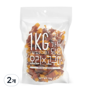 슈퍼츄 일킬로그램 가득담은 강아지 육포, 혼합맛(오리가슴살/고구마), 1kg, 2개