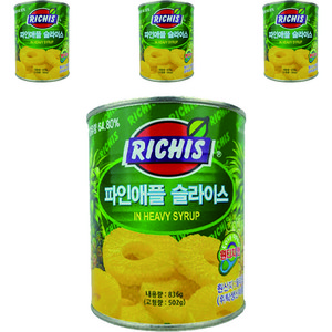 리치스 파인애플 슬라이스 원터치 통조림, 836g, 4개