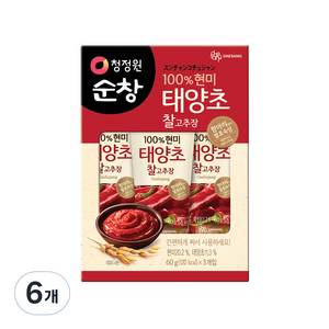 청정원순창 태양초 현미 찰고추장, 60g, 6개