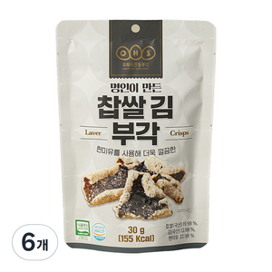 오희숙전통부각 찹쌀 김 부각, 30g, 6개