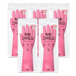 롯데이라이프 착한 고무장갑, 핑크, 대(L), 5세트