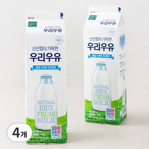 건국유업 신선함이 가득한 우리우유, 900ml, 4개