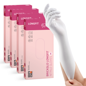 브릭글로 롱핏 니트릴장갑 50p, 화이트, 중(M), 4개