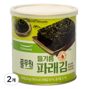 풀무원 파래김 캔, 25g, 2개