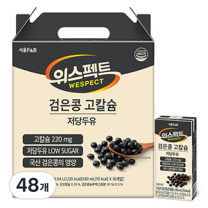 위스펙트 검은콩 고칼슘 저당두유, 48개, 190ml