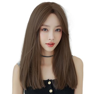 하이유니 네츄럴 스트레이트 펌 헤어 통가발 50cm + 가발망+ 거치대 세트, 통가발(쿨브라운), 랜덤발송(가발망, 거치대), 1세트