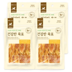 굿데이 건강한육포 강아지간식, 토끼귀 닭가슴살말이 맛, 80g, 4개