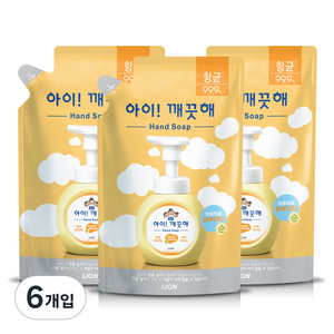 아이깨끗해 순 핸드워시 파우더향 리필용, 6개, 450ml