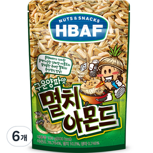 바프 넛츠앤스낵스 구운양파맛 멸치 아몬드, 100g, 6개