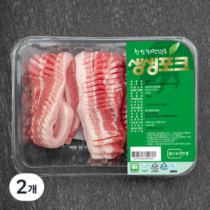 생생포크 한돈 무항생제 1등급 칼집 삼겹살 구이용 (냉장), 500g, 2개