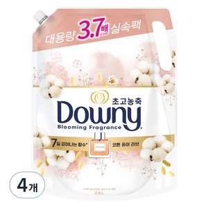 다우니 7일간 피어나는 향수 컬렉션 코튼 퓨어 러브 초고농축 섬유유연제 리필, 2.6L, 4개