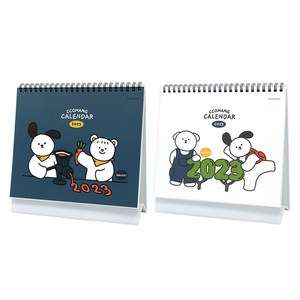 핑크풋 6000 2023 꼬망 탁상 캘린더 2종 세트, 1세트, 네이비, 화이트