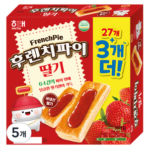 해태제과 후렌치파이 딸기, 384g, 5개