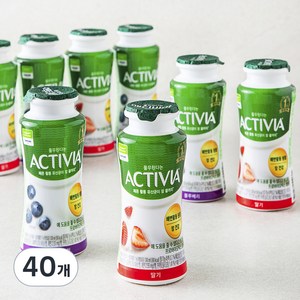 풀무원다논 액티비아 병 딸기 x 4p + 블루베리 x 4p 세트, 130ml, 40병