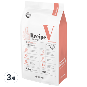 유한양행 레시피브이 강아지 연령별 맞춤식사료, 시니어, 1.2kg, 3개