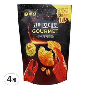 농심 고메포테토 블랙페퍼크랩맛, 75g, 4개