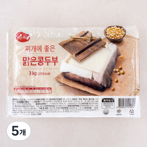 맑은물에 찌개에 좋은 맑은콩 두부, 3kg, 5개