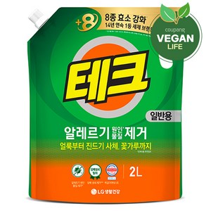 테크 진드기 알레르기 원인 제거 액체세제 일반 리필, 2L, 1개