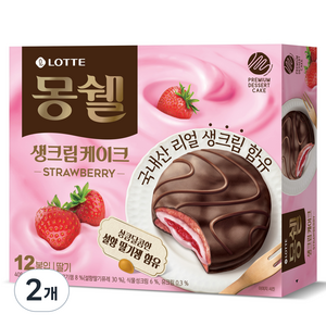 몽쉘 생크림 케이크 딸기 12p, 408g, 2개