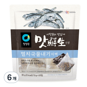 맛선생 멸치국물내기 티백, 80g, 6개