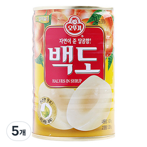 오뚜기 백도 반절 통조림, 400g, 5개