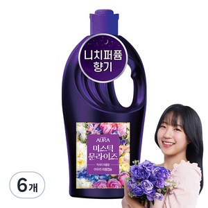 아우라 초고농축 퍼퓸캡슐 섬유유연제 미스틱문라이즈 본품, 1L, 6개