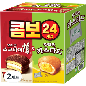 오리온 초코파이 정 39g x 12p + 카스타드 23g x 12p, 744g, 2세트