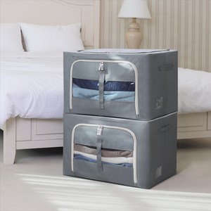 조은리빙 프리미엄 스틸 와이어 옷정리 리빙박스, 그레이, 2개