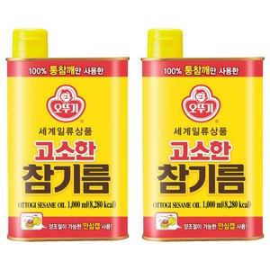 오뚜기 고소한 참기름 캔, 1L, 2개