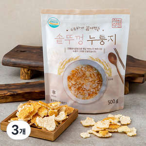 착한상점 구수하게 끓여먹는 솥뚜껑 누룽지, 500g, 3개