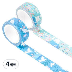 라이프포인트 일본풍 일러스트 마스킹 테이프 02산과새 세트, 02산과새, 04벚꽃눈, 4세트
