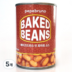 페페브루노 베이크드빈스 인 토마토 소스, 5개, 420g