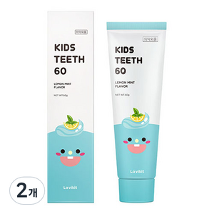 라비킷 유아용 키즈티스 60 저불소 치약 레몬민트향, 2개, 60g