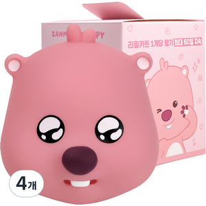 벨르아망 잔망루피 빅페이스 리필형 차량용 방향제 반짝루피, 4개, 프레쉬 코튼