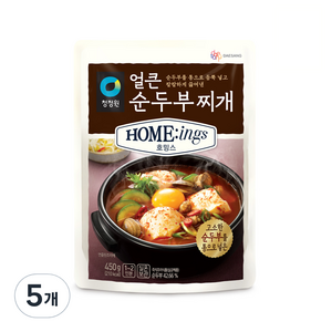 청정원 호밍스 얼큰 순두부찌개, 450g, 5개