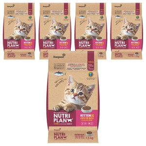 동원뉴트리플랜 고양이 키튼 플러스 건식사료, 소, 1.5kg, 5개