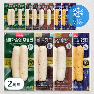 굽네 닭가슴살 후랑크 120g 마늘 3개입 + 청양고추 2개입 + 블랙페퍼 2개입 + 할라피노 2개입 세트 1080g (냉동), 2세트